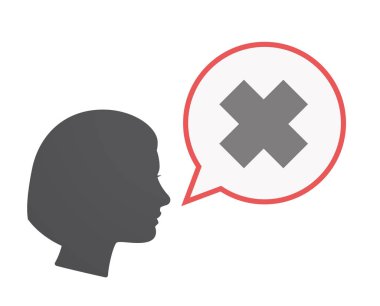 Rahatsız edici bir madde işareti ile izole kadın baş