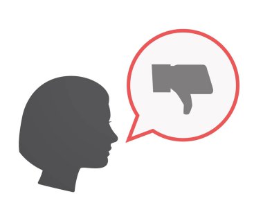 Bir başparmak aşağı el ile izole kadın baş