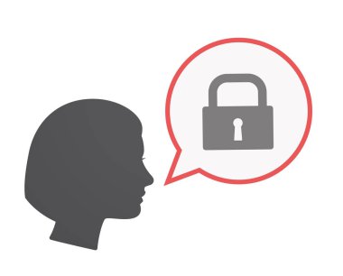 Kapalı kilit pad ile izole kadın baş