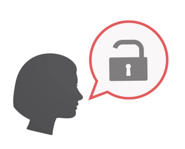 Bir açık kilit pad ile izole kadın baş