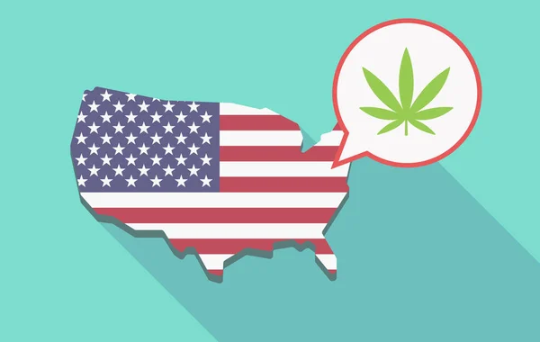 Dlouhý stín mapy Usa s listy marihuany — Stockový vektor