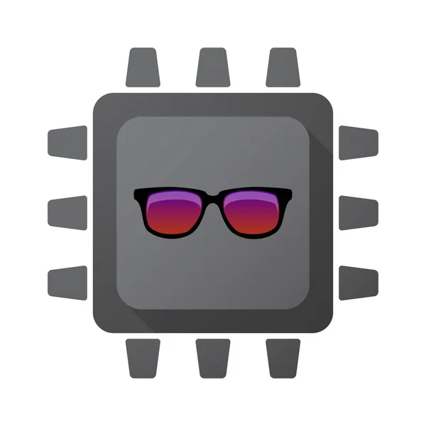 Chip aislado con un icono de gafas de sol — Vector de stock