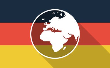 Uzun bir Asya, Afrika ve Avrupa'da regio ile gölge Almanya bayrağı