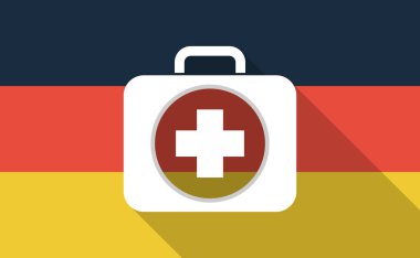 Uzun gölge Almanya bayrağı ile bir ilk yardım kiti simgesi