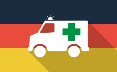Uzun gölge Almanya bayrağı ile bir ambulans simge