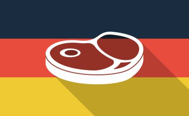 Uzun bir biftek simgesi ile gölge Almanya bayrağı