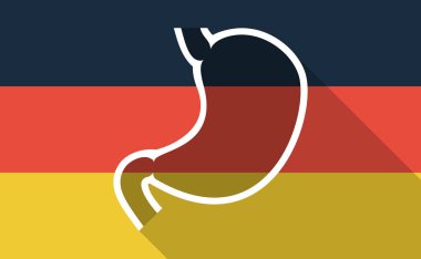 Uzun bir sağlıklı insan mide simgesi ile gölge Almanya bayrağı