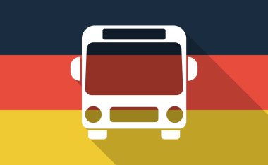 Uzun bir otobüs simgesi ile gölge Almanya bayrağı