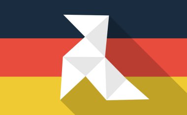 Uzun bir kağıt kuş ile gölge Almanya bayrağı