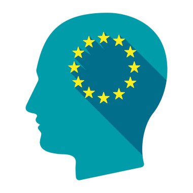 AB bayrağı yıldız ile izole erkek baş