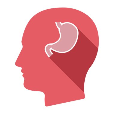 Sağlıklı insan mide simgesi ile izole erkek baş