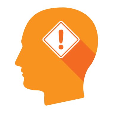 Bir uyarı yol işareti ile izole erkek baş