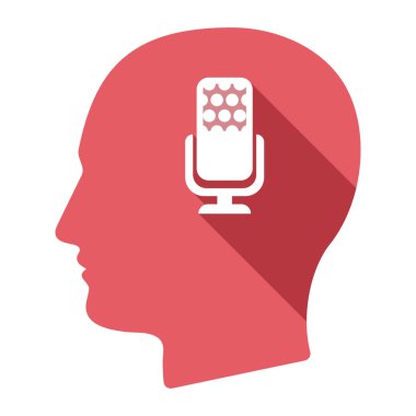 İzole erkek kafa bir mikrofon ile kayıt