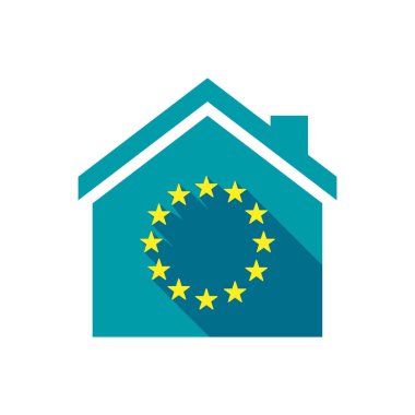 AB bayrağı yıldız ile izole ev