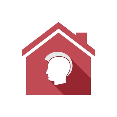 Bir erkek punk baş silueti ile izole ev