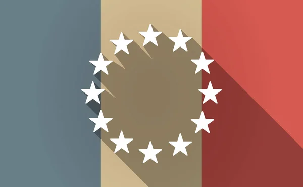 Långa skugga Frankrike flagga med Eu flaggan stjärnorna — Stock vektor