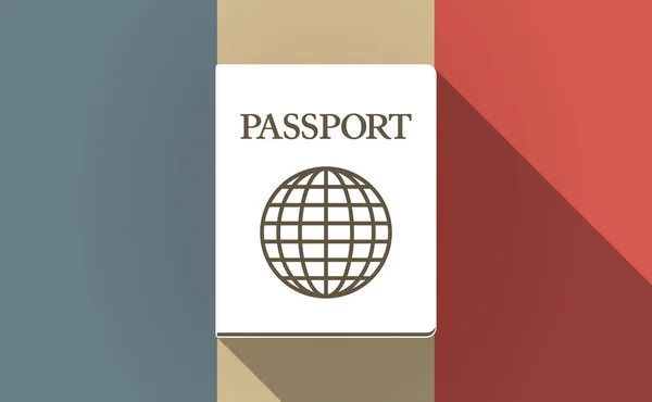 Larga sombra Bandera de Francia con pasaporte — Vector de stock