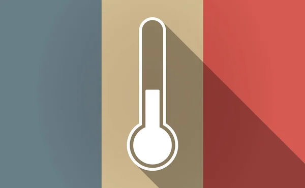 Довгу тінь прапор Франції з піктограмою термометр — стоковий вектор