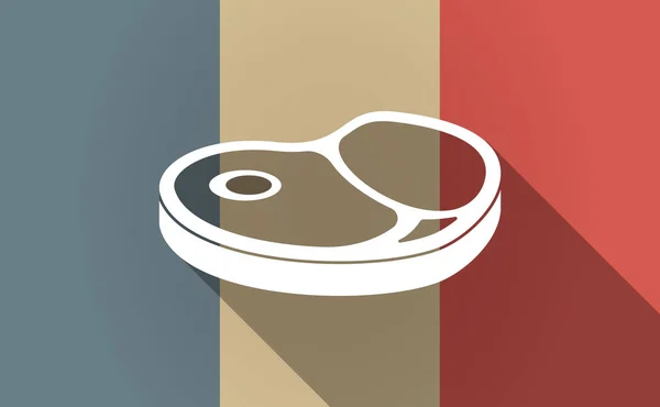 Langer Schatten Frankreich Flagge mit einem Steak-Symbol — Stockvektor