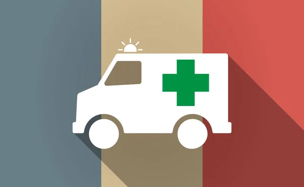 Long shadow France flag with  an ambulance icon — Stock Vector