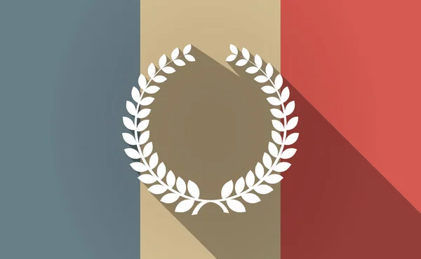 Larga sombra Bandera de Francia con un signo de corona de laurel — Archivo Imágenes Vectoriales