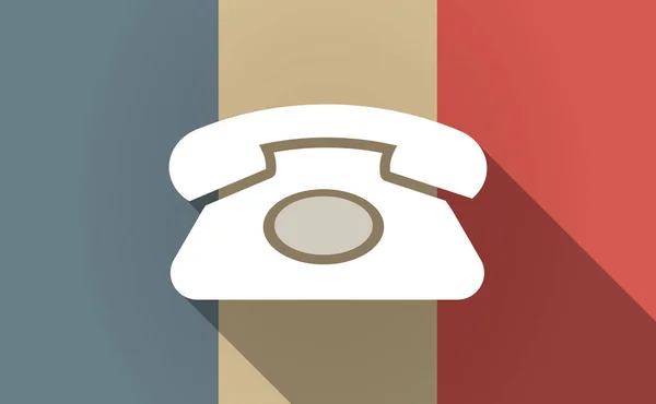 長い影レトロ電話記号でフランスの旗 — ストックベクタ