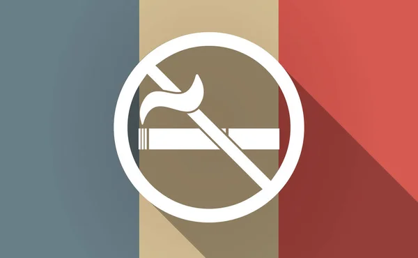 Bandera de Francia de sombra larga con señal de no fumar — Vector de stock