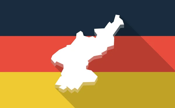Lange schaduw Duitsland vlag met de kaart van Noord-Korea — Stockvector