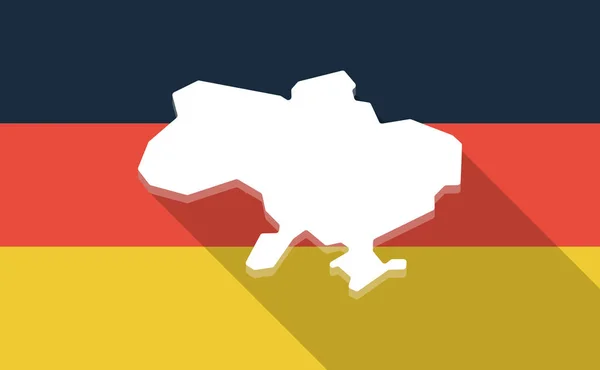 Lange schaduw Duitsland vlag met de kaart van Oekraïne — Stockvector