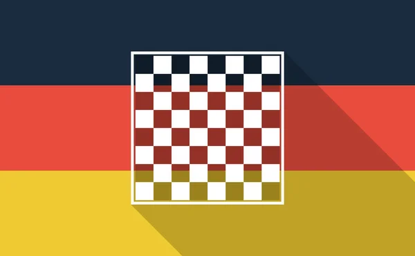 Lange schaduw Duitsland vlag met een schaakbord — Stockvector