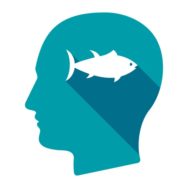 Tête mâle isolée avec un poisson thon — Image vectorielle