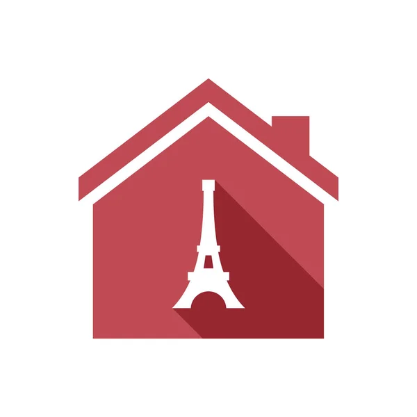 Terisolasi rumah dengan menara Eiffel - Stok Vektor