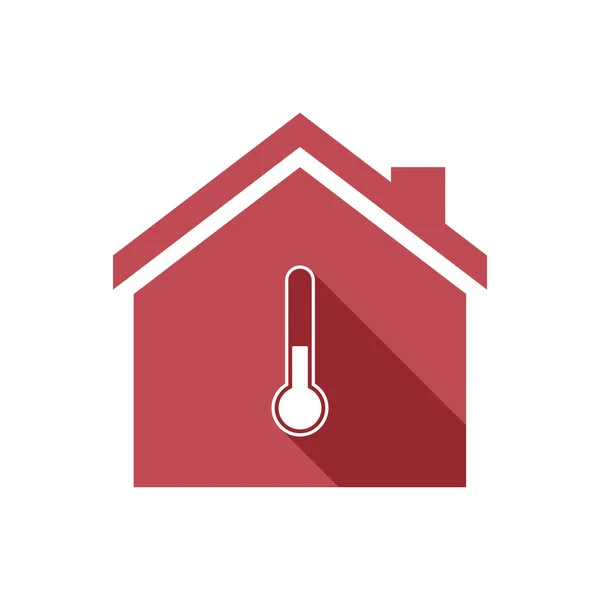 온도계 아이콘으로 고립 된 집 — 스톡 벡터