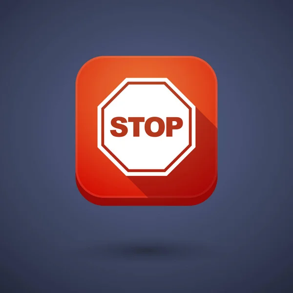 Lange schaduw knop met een stop signaal — Stockvector