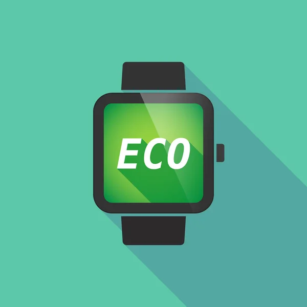 Långa skugga smart klocka med texten Eco — Stock vektor