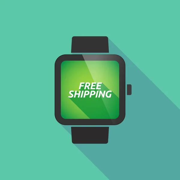 Lange Schatten Smart Watch mit dem Text versandkostenfrei — Stockvektor