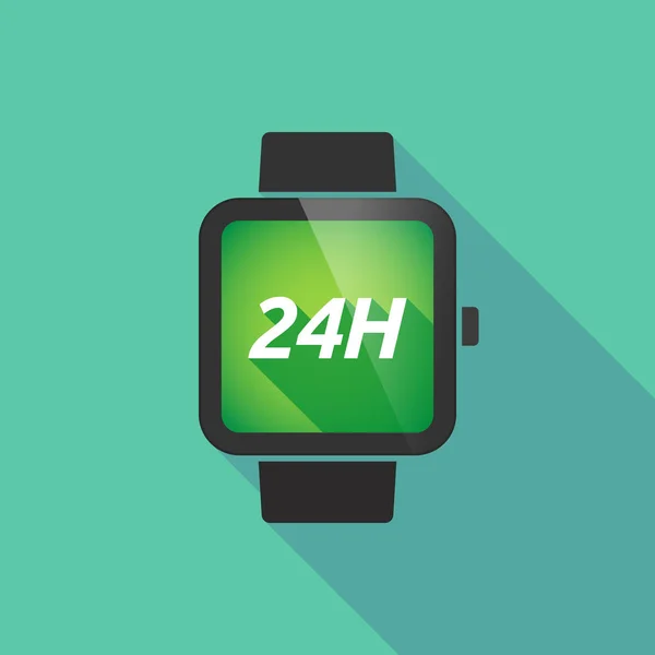Μεγάλη σκιά έξυπνο ρολόι με το κείμενο 24h — Διανυσματικό Αρχείο