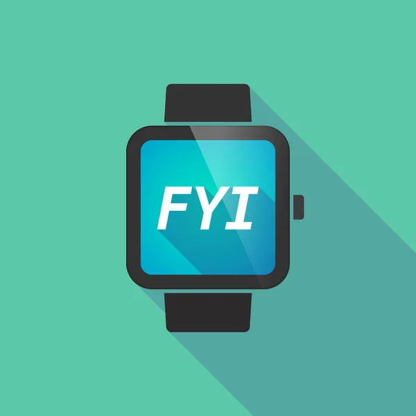 Slimme horloge lang schaduw met de tekst Fyi — Stockvector
