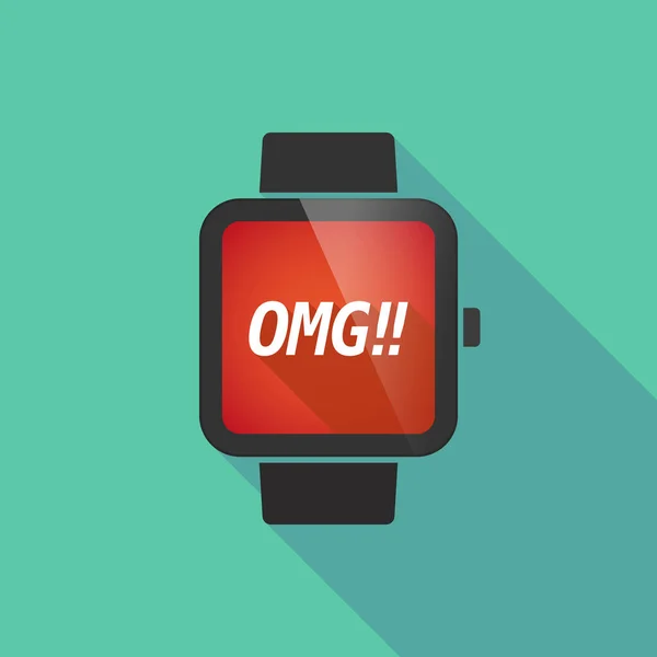 Dlouhý stín chytré hodinky s textem Omg!! — Stockový vektor