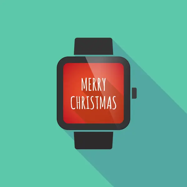 Lange Schatten Smart Watch mit dem Text Frohe Weihnachten — Stockvektor