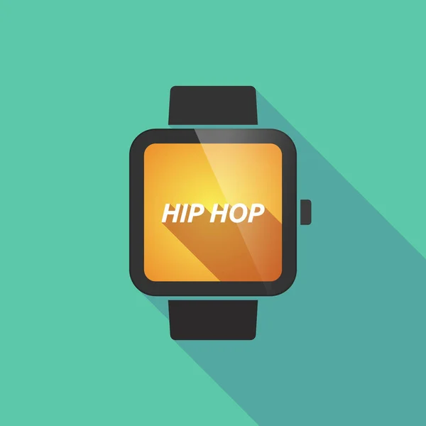 Slimme horloge lang schaduw met de tekst Hip Hop — Stockvector