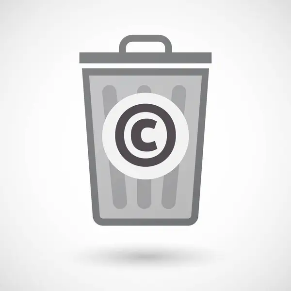 Pattumiera isolata con il segno del copyright — Vettoriale Stock