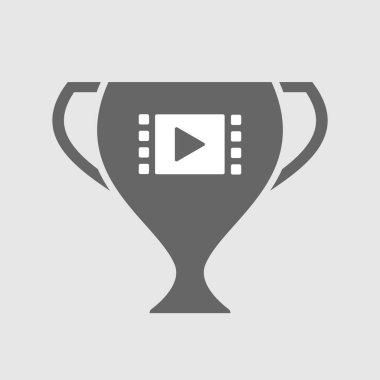 Multimedya bir işareti ile izole Ödülü Kupası