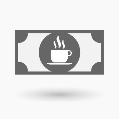 Bir fincan kahve ile izole banknot