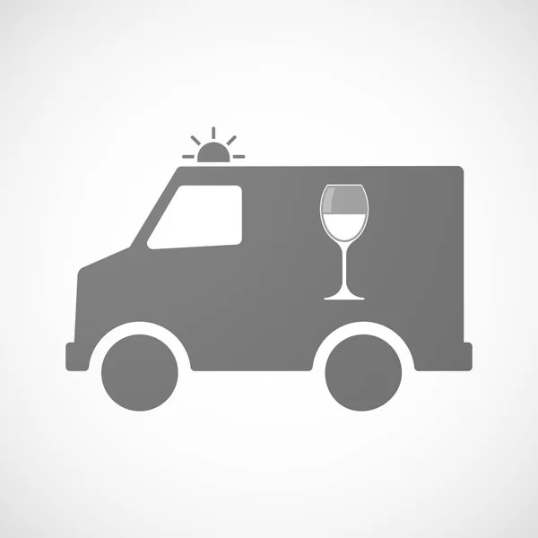 Isolated ambulance with a cup of wine — Stock Vector