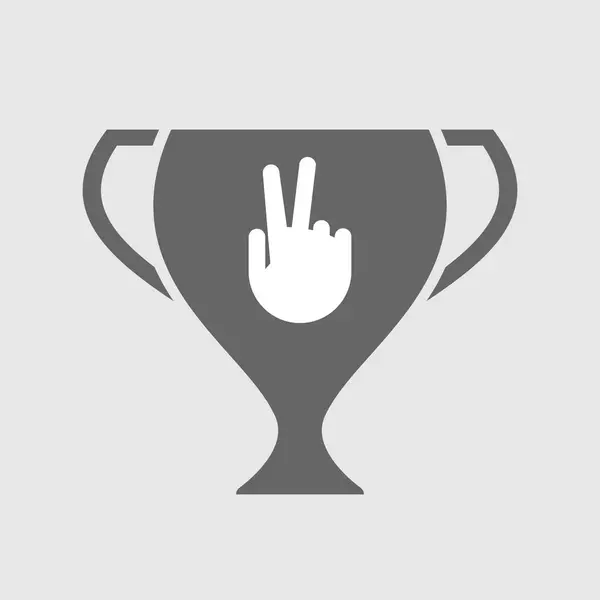 Coupe de récompense isolée avec une main de victoire — Image vectorielle