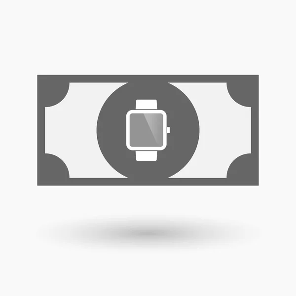 Billet de banque isolé avec une montre intelligente — Image vectorielle