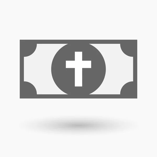 Billete de banco aislado con cruz cristiana — Vector de stock