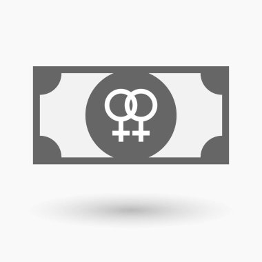 Lezbiyen bir işareti ile izole banknot