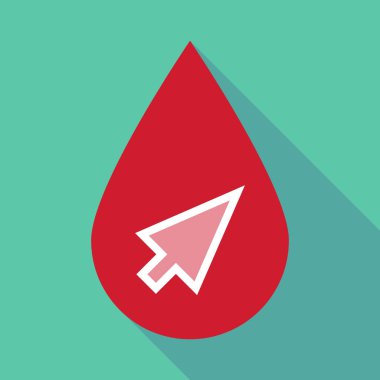 Uzun gölge kan damlası bir imleç ile